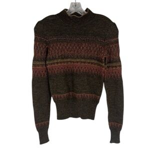 Isabel Marant Etoile Argyle Metallic Scalloped Wool Blend Knit Winter Sweater 38